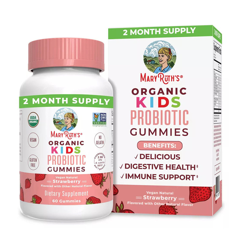 MaryRuths Kids Organic Probiotic Gummies, Strawberry, 60 Ea